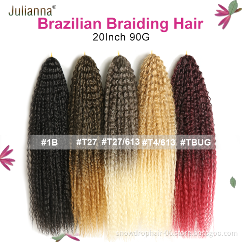 Julianna Free Sample 20Inch Brazilian Curly Crochet Twist Bulk Brazilian Braiding Hair Synthetic Attachment For Black Women